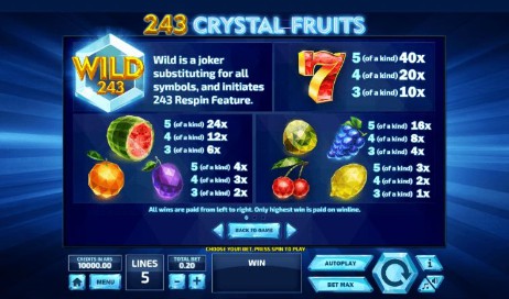243 Crystal Fruits UK slot game