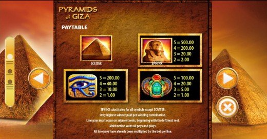 Pyramids of Giza UK slot game
